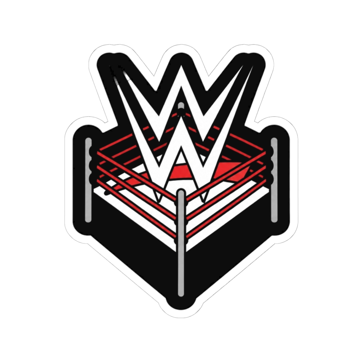 Classic WWE Wrestling Ring Logo Sticker - alternate angle 1, merchandise